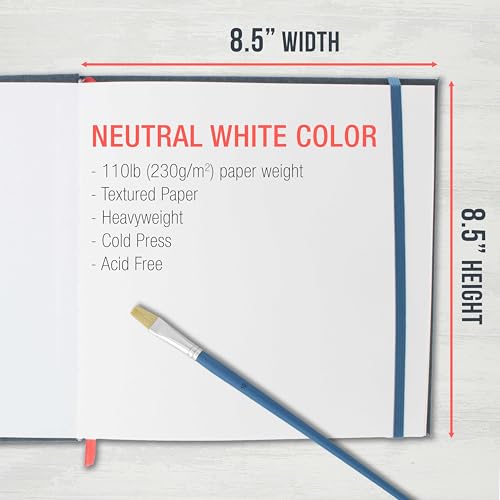 U.S. Art Supply 8.5" x 8.5" Watercolor Book (2 Pack, 76 Sheets Each) - 110lb (230 GSM) Linen-Bound Hardcover Artist Paper Pads - Acid-Free Cold-Pressed Watercolor Paper Pad Mixed Media - size: 8.5-x-8.5-inch