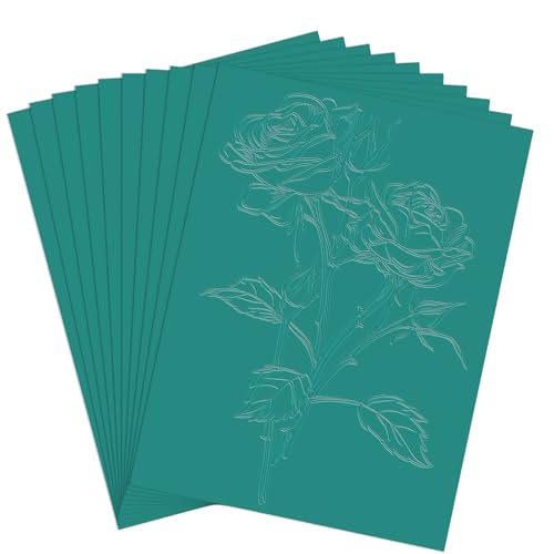 LDXDRU 10 Pcs Linocut Block Green 6" x 8", Rubber Blocks for Carving 3 mm Soft Printing Plates, Rubber Carving Block Sheets for Stamp Making, Art Class, DIY Printmaking