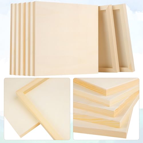 Aodaer 8 Pack Wood Panels 10 x 10 Inch Wooden Panels Canvas Unfinished Craft Wood Boards Panels for Art Crafts Acrylic and Oil Painting Pouring DIY Projects - size: 10 x 10 Inch