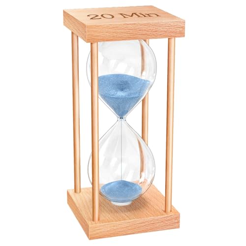20 Minute Sand Timer, 20 Min Wood Small Hourglass Timer, Blue Sand Clock, Wooden Hour Glass for Classroom, Sandglass, Reloj De Arena Decorativo, Home, Office, Game, Gift - color: Blue, size: 20 Min