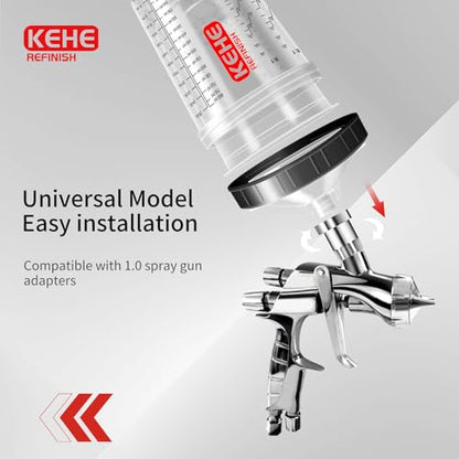 Disposable Paint Cups for Spray Gun,Mixing Cups 26 Ounce (800ml) Kit with 25 Cups and Lids with Strainer System for HVLP&LVLP,1 Hard Cup with Retainer Ring,10 Plugs,3 Caps,1 Wash Bottle - size: 26 oz (Large)-25Pack