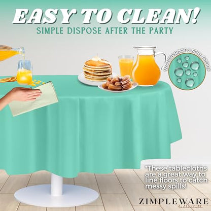 ZIMPLEWARE Premium Aqua Plastic Table Cloth Disposable (12 Pack) Round Tablecloth (84in) Party Table Cloths Disposable, Perfect Table Cloth Round Cover for Any Table Up to 6 Feet - color: Aqua, size: 12 Pack 84" Round