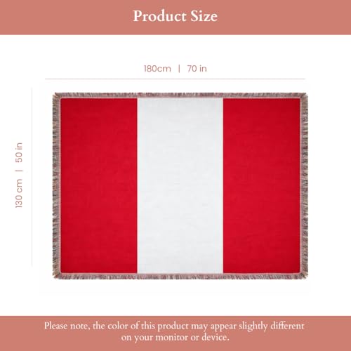 Peru Flag Woven Throw Blanket – Woven Not Printed – 50x70 Peruvian Blanket for Couch, Bed or Wall – Made for Peruvians Living Abroad - color: Peru