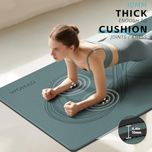 Large 76"x40"x0.4" Yoga Mat - color: Dark green