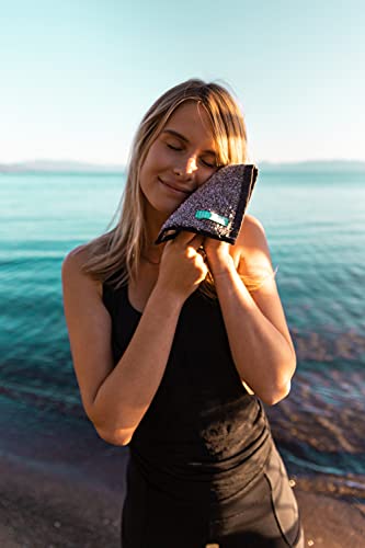 FACESOFT Mini and Nano Detox Sweat Charcoal Towel Multipack - Infused with Activated Charcoal - Pulls Oils and Toxins from Skin - Absorbent Cotton Exercise Towel - No Synthetic Microfibers - 2 Pc