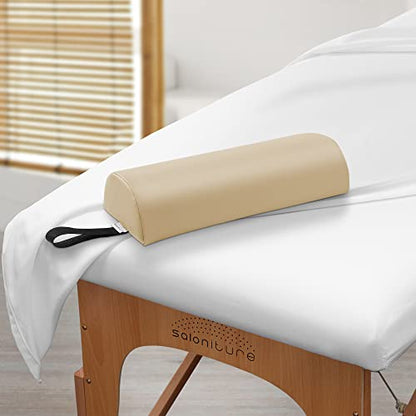 Saloniture Half Round Neck Massage Table Bolster Pillow Pad - 13 x 6 x 3 Inch - Cream - color: Cream
