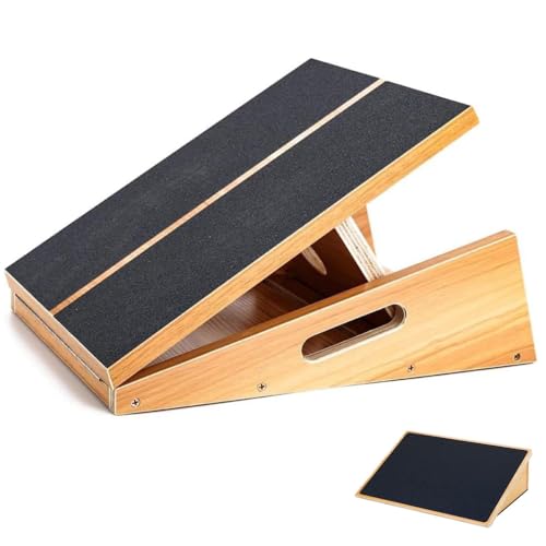 StrongTek Wooden Slant Board Set – Heavy-Duty 25° Fixed Incline Board & Adjustable Incline Calf Stretch Board for Squats, Ankle Rehab, and Flexibility Training