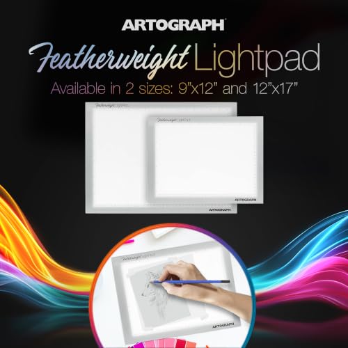 Artograph Featherweight LightPad 9" x 12" Dimmable Thin LED Lightbox Drawing Board for Tracing, Crafting, Tattoo Design, and Drafting