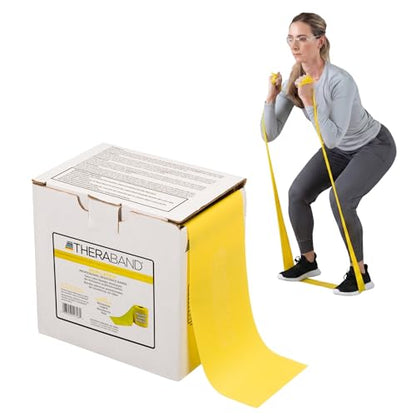 THERABAND Resistance Band, 50-Yard Roll, Latex Elastic Band for Exercise, Stretching, Physical Therapy, Yoga, Pilates, Home Workouts, Cut-to-Length, Color-Coded Levels - color: Yellow | Light, style: Non-Latex