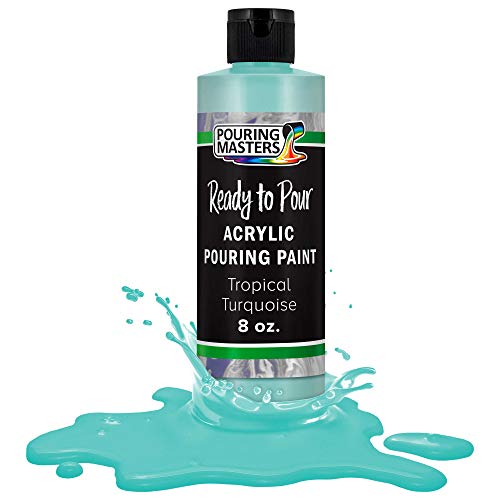 Pouring Masters Tropical Turquoise Ready to Pour Acrylic Pouring Paint - Premium 8-Ounce Pre-Mixed Fluid Acrylic Paint - Fluid Art Supplies for Canvas, Wood, Paper, Tile & Rocks - color: Tropical Turquoise