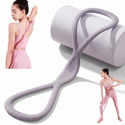 Resistance Bands with Handles,Figure 8 Resistance Band Elastic Fitness Bands Exercise Band for Home Yoga Gym Workout - color: Grey-25LB