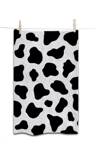 Cute White Cow Beach Towel Farm Cow Skin Black Spots Face Towels Suit Travel Sports Pool Swimming Bath Camping Spa Gym Yoga,15x30 Inch - color: White Cow
