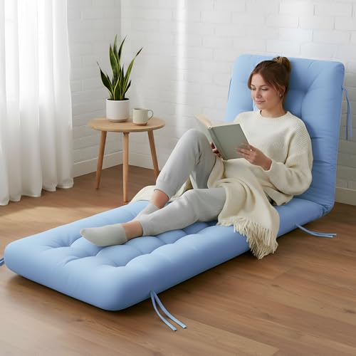 Vercraft Long Floor Cushion Large Floor Cushion with Brushed Cotton 74.8 x 27.5 x 3.15 in Jumbo Lounger Pillow for Outdoor Indoor Bay Window Meditation Yoga Reading Sleeping(1 Pc,Light Blue) - color: Light Blue