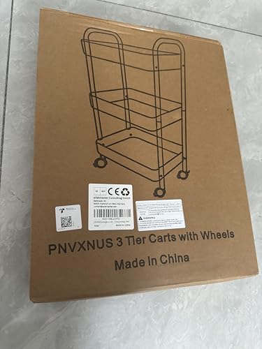 3-Tier Rolling Cart, Metal Utility Storage Carts with Wheels,White | Multi-Functional Organizer Snack Cart Easy Assembly - color: White