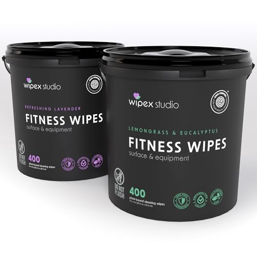 Wipex Fitness Wipes for Equipment Bundle - Get 2 Buckets (1) Lavender & (1) Lemongrass Plant-Based Fitness Equipment Wipes, Clean Surfaces & Mats, Safe Gym Cleaner & Peloton Wipes, 400 Ct (Pack of 2) - size: 400 Count (Pack of 2), style: Bundle: Lavender