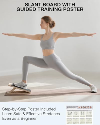 TEMI Slant Board for Calf-Stretching - Wooden Incline Wedge Stretcher for Squats, Foot & Ankle Mobility, Portable Fitness Equipment, Stretch & Rehab Kit - style: Stretch & Rehab Kit
