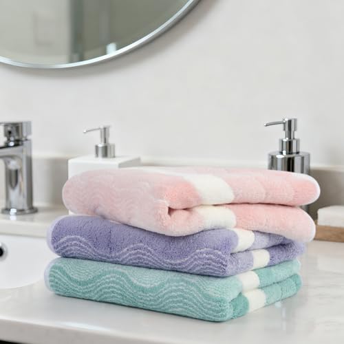 SINLAND Microfiber Bathroom Hand Towels, 16 x 31 Inch, 3Pack - color: Assort1x3