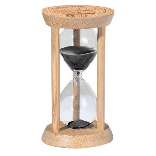 30 Minute Wooden Sand Timers, Bamboo Black Sand Hourglass for Decor, 30 Min Reloj De Arena for Kitchen, Office, Yoga, Game, Classroom - color: Black, size: 30 minute