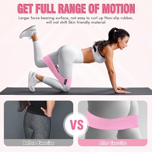 Lenwen 12 Pcs Fabric Resistance Bands Bulk - color: Pink, style: Light Resistance