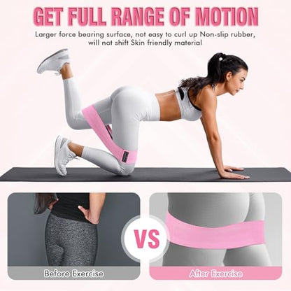 Lenwen 12 Pcs Fabric Resistance Bands Bulk - color: Pink, style: Light Resistance