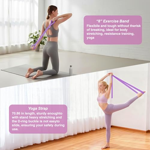 Luscinia Pilates Kit,Home Pilates Ring Kit for Women,Pilates Equipment Ring and Ball Set with Pilates Ring, Pilates Ball, Resistance Bands, Figure 8 Band & Accessories Pilates Starter Kit - color: Purple