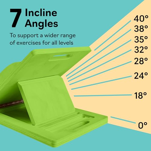 Slant Boards for Exercise, Wooden Slant Board, Calf Stretch Board with 7 Incline Angles, Velour Board, Balance Board & Calf Stretcher, Portable Incline Board for Physical Therapy, Ankle Mobility, Heel & Knees - color: Green