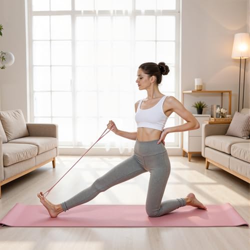 SHANPIN Figure 8 Resistance Band, Silicone Exercise Band with Non-Slip Grip, Full Body Toning for Yoga Pilates Physical Therapy Home Gym, for Women Men - color: Pink 15 LBS
