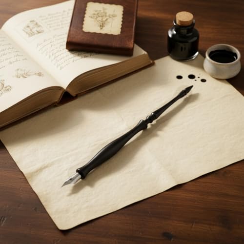 Dip Pen Holder Feather Quill Pen Kit Straight Retro English Calligraphy Nib Holder Handmade Antique Fountain Pens