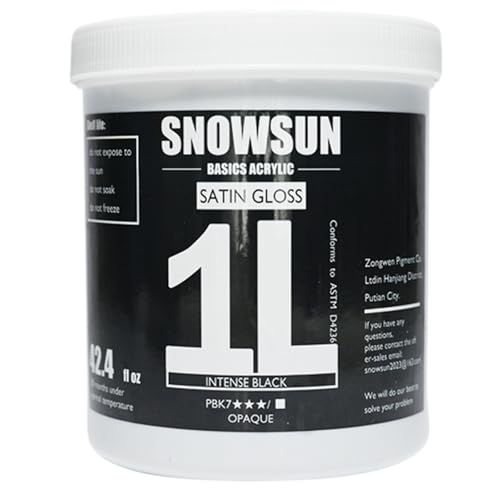 SNOWSUN Heavy Body Acrylic Paint, 1L (40oz) Bulk Carbon Black - Non Toxic Artist Grade Thick Paint for Canvas, Wood, Ceramic & Crafts - color: carbon black