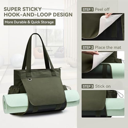 WLLWOO Thick Yoga Mat Bag Women Gym Tote Breathable Mesh Holder Wet Pocket - color: Army Green