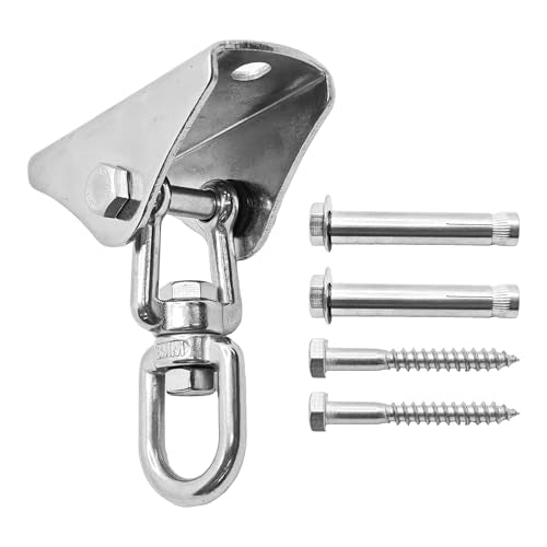 One Stainless Steel Heavy Duty Swing Hanger, 990 LB Capacity Ceiling Mount, 360° Rotation Silent Bearing Hook, for Yoga Swing, Porch Swing, Indoor Outdoor Hardware Kit with Fasteners - size: 360° Rotation