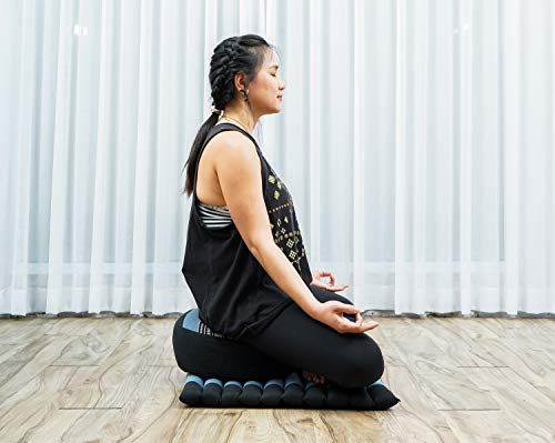 Leewadee Meditation Cushion Set – 1 Small Zafu Yoga Pillow and 1 Small Roll-Up Zabuton Mat Filled with Kapok - color: Sf15 - Blue