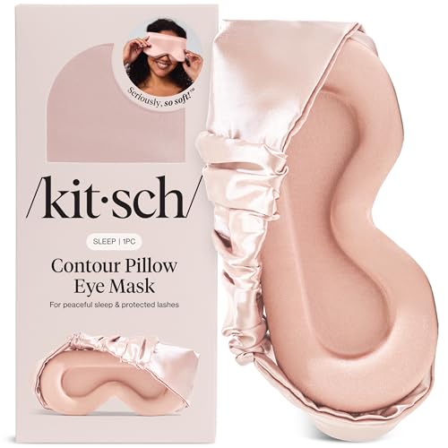 Kitsch Contour Satin Sleep Mask | Eye Masks for Sleep - Blush | Softer Than Silk Sleep Mask, Blindfold Sleep Masks for Women & Men, No Eye Pressure, Lightweight Eye Mask, Travel Essentials - color: Blush