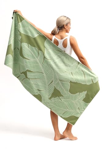 Eunzel 2 Pack Microfiber Beach Towel, Quick Dry Travel Towel Large Sand Free Towel for Beach, Camping, Swim Pool, Gym, Sports& Yoga 71"x32", Palm - color: Palm
