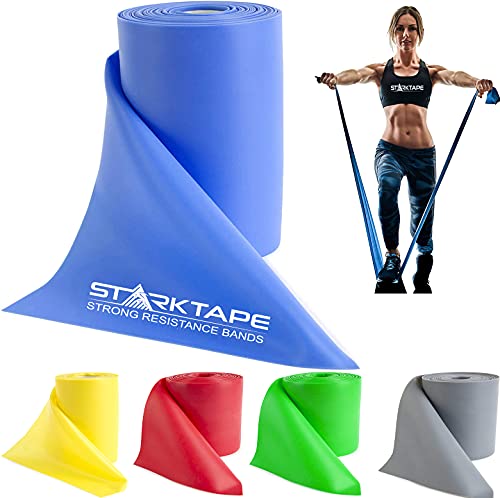 Resistance Bands Professional 8,16, 25, 50 Yards Bulk Rolls. Latex-Free Elastic Physical Therapy Band. No Scent, No Powder - Perfect for Home Exercise, Yoga, Pilates, Gym, Rehab, Workout - color: Blue - Heavy, size: 16 Yards