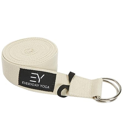 Everyday Yoga Strap with Metal D-Ring Athletic Stretching, 6ft/8ft/10ft | Durable Stretching Strap, Flexibility Training, Exercise & Fitness For Yoga, Pilates, Physical Therapy, Gym, Unisex-Adult - color: Natural, size: 10 Foot
