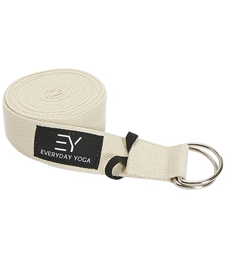 Everyday Yoga Strap with Metal D-Ring Athletic Stretching, 6ft/8ft/10ft | Durable Stretching Strap, Flexibility Training, Exercise & Fitness For Yoga, Pilates, Physical Therapy, Gym, Unisex-Adult - color: Natural, size: 10 Foot