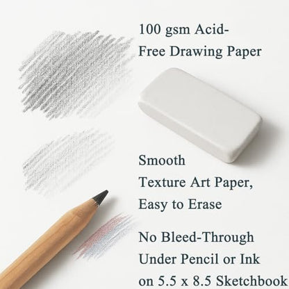 Fuxi Small Sketch Book, Spiral-Bound Sketchbook 5.5 x 8.5 2-Pack 200 Sheets | Small Sketchbook, 100 Sheets Each, 68lb/100gsm Drawing Paper Pad, Small Sketch Pads for Drawing for Adults, Kids & Beginners. - color: Aegean Blue