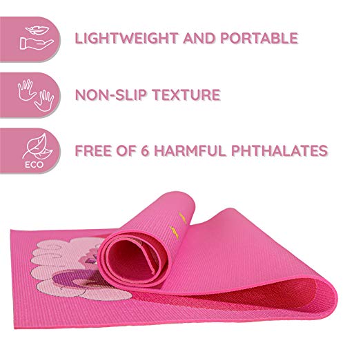 Kids Yoga Mat Set - Comfortable Dinosaur Kid Yoga Mat Boy with 12 Yoga Cards, Storage Bag, Beige Play Mat Thick for Gymnastics Mat, Exercise Mat, No-Toxic and Non-Slip for Ages 3-12 - color: Unicorn