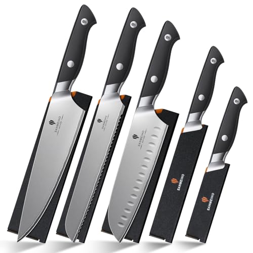 10 PCS Japanese Kitchen Knife Set, Dishwasher Safe | 5 Layers High Carbon 9Cr18Mov Stainless Steel, Ultra-Sharp Professional Chef Cooking Knife with Knife Sheath - color: 10PCS Knife Set