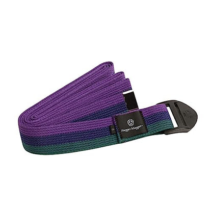 Hugger Mugger Cinch Cotton Yoga Strap - Super Strong Cotton, Quiet Cinch-Style Buckle, Long Length Great for Taller People - color: Multi-Stripe, size: 8 ft.