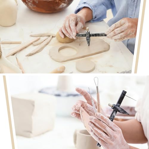 UNICRAFTALE 2Pcs Plastic Compass Circle Cutter Adjustable Pottery Clay Ceramic Measuring Tool Plastic Black Precision Ruler Clay Pottery Cutter for Precise Circle Drawing and Cutting 18.4x7.6cm