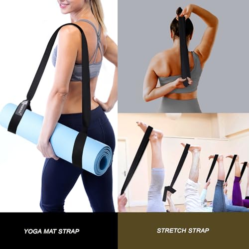 A AZURELIFE [MAT NOT Included] Yoga Mat Sling, Yoga Mat Straps for Carrying, Easy-Cinch Yoga Mat Holder Strap - color: #2-black
