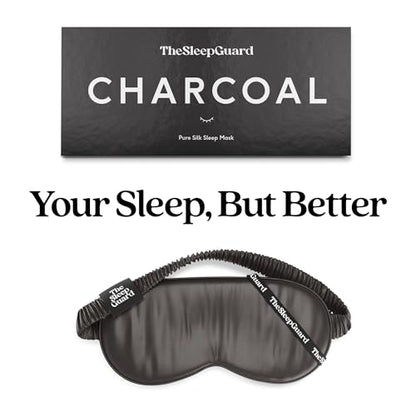 TheSleepGuard Pure Silk Sleep Mask [100% 6A Mulberry Silk, 22 Momme] Light Blocking Travel Essentials. Eye Masks for Sleeping. Black Oeko-Tex Blindfold. Eye Covers for Men & Women - color: Charcoal Grey