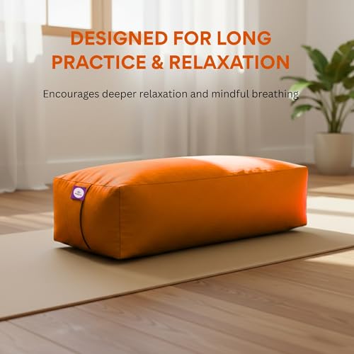 Rectangular Cotton Yoga Bolster, Yoga Pillow, Yoga Cushion, Yin yoga Bolster, Iyengar yoga bolster - color: Orange