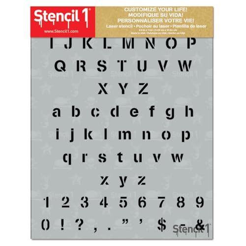 Bold Font Letter Stencils 1/2" - Letters & Numbers - Uppercase & Lowercase Alphabet - Painting, Drawing, Wood, Vinyl & Crafts 8.5” x 11”