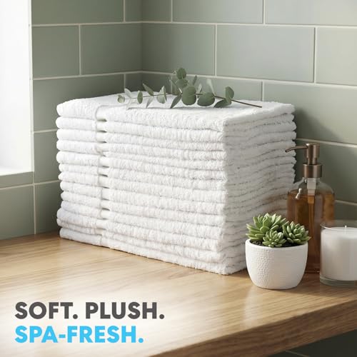Simpli-Magic Cotton Hand Towels 16"x27" (12 Pack) – Soft Towels for Bathroom, Kitchen, Salon & Gym (White) - color: White, size: 16 in x 27 in