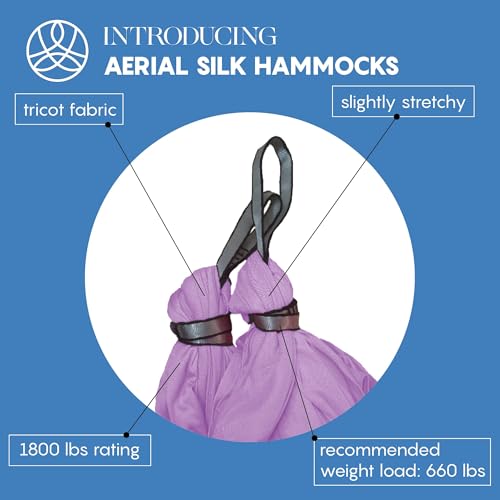 Aerial Yoga Hammock Swing, 4.5 Yards, Aerial Silks with Hardware - color: Lavender, size: 4.5 yards