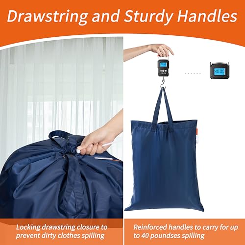 Polecasa Extra Heavy-Duty Laundry Bag with Handles, Navy, 21x24” - color: Navy, size: 21" x 24" | 1 Pack