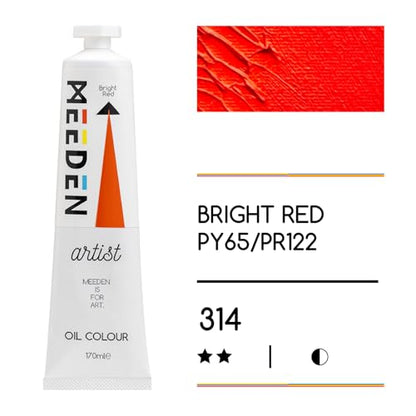 MEEDEN Artist Grade Oil Paint: Bright Red - 170ml/5.7oz Tube | Professional Art Paints and Supplies for Canvas Painting - color: Bright Red, size: 5.7 Fl Oz (Pack of 1)